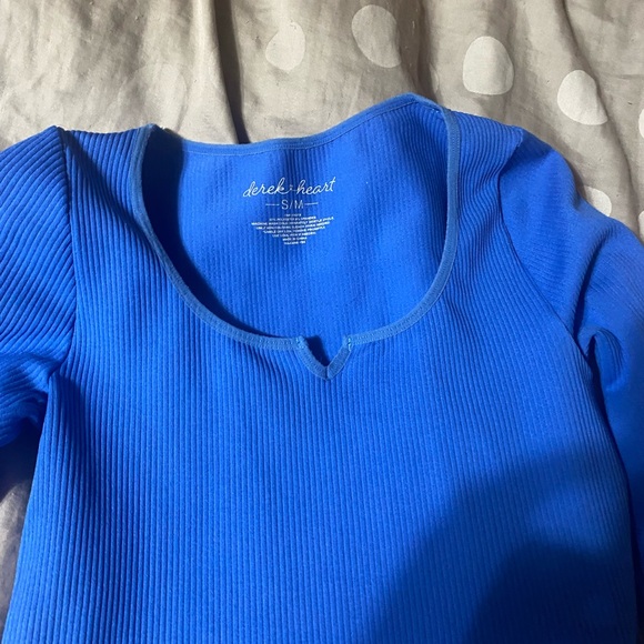 Derek Heart Royal Blue Ribbed Blouse - Picture 2 of 4